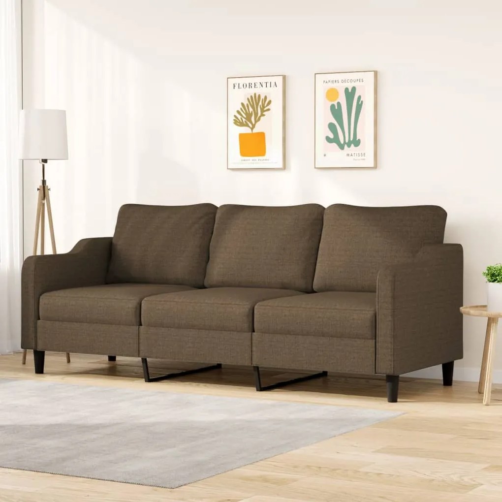 348964 vidaXL Canapea cu 3 locuri, maro, 210 cm, material textil