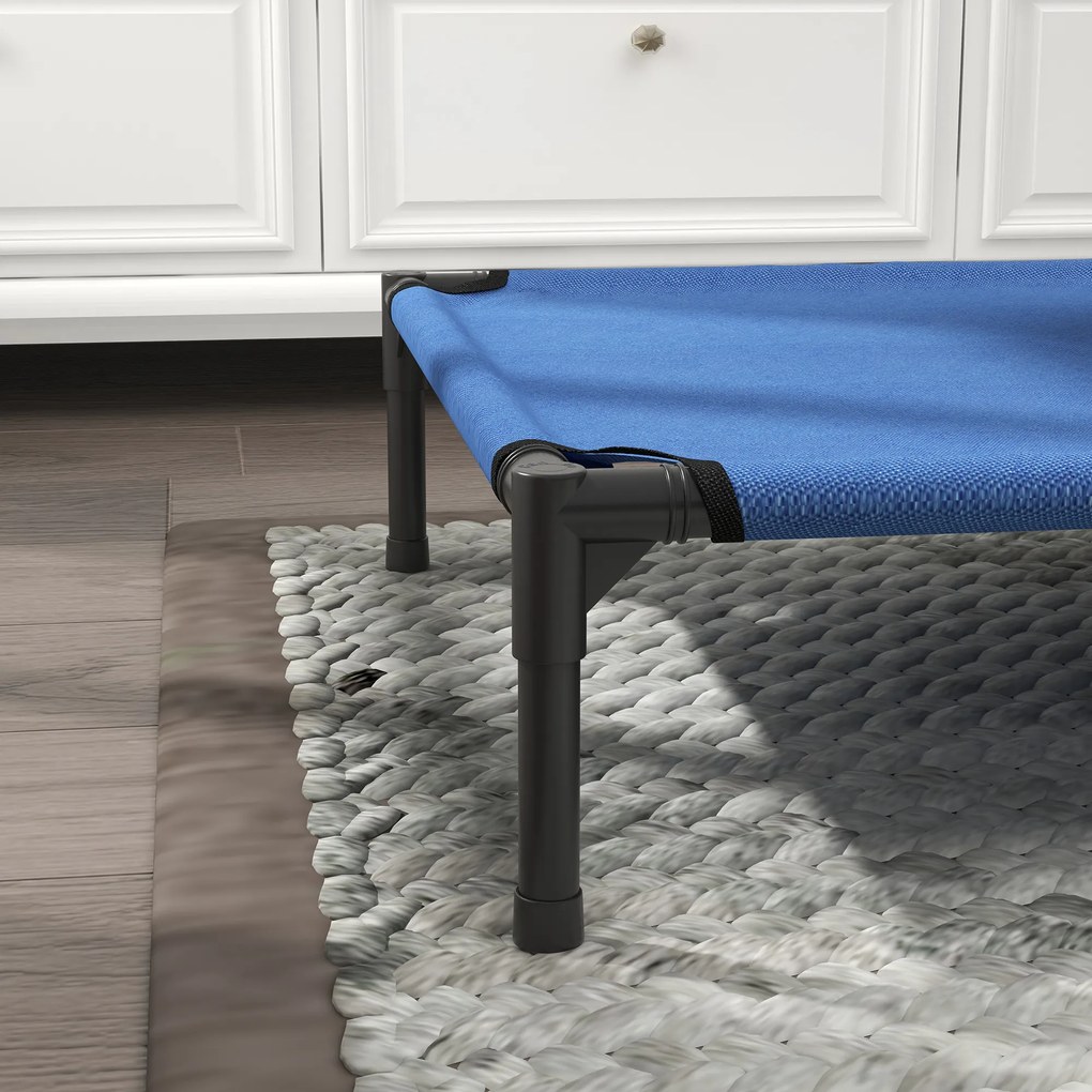 PawHut Pat Ridicat pentru Câini și Pisici cu Cadru Metalic, 76x61x18 cm, Albastru | Aosom Romania