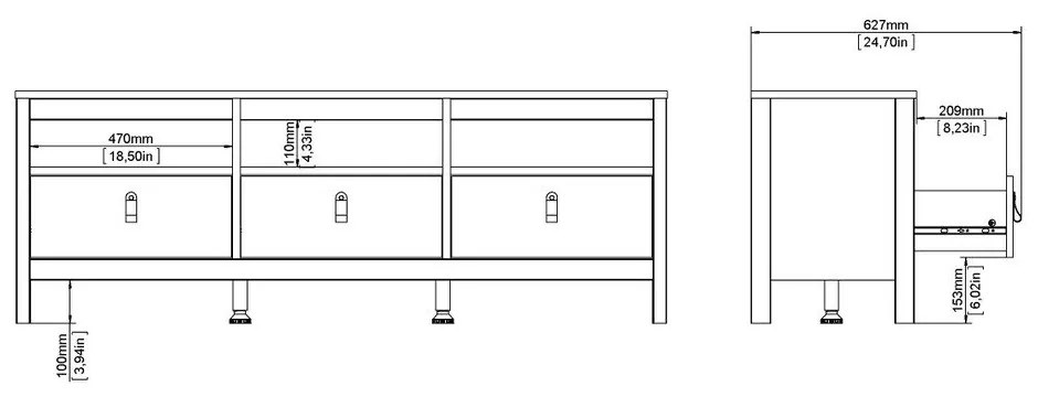 Comodă TV grej 151x54x38 cm Madrid – Tvilum
