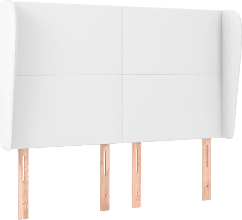 vidaXL Tăblie de pat cu aripioare, alb, 147x23x118/128 cm, piele eco