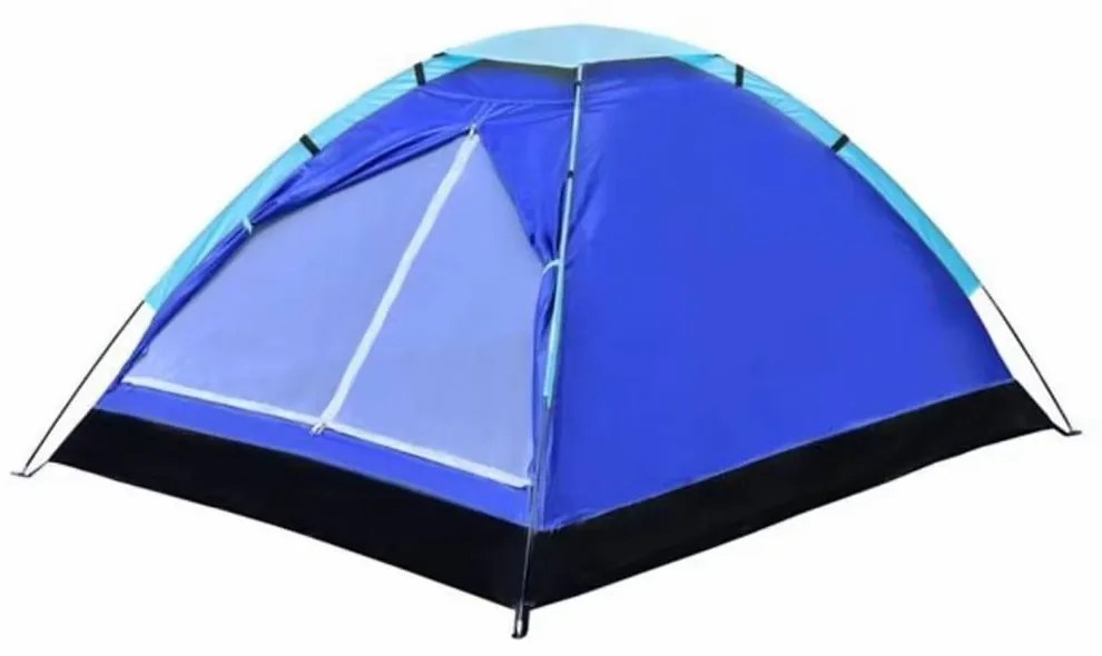 Cort camping (200 x 200 x 130 cm), Spațiu 3-4 Persoane, cu Fixare anti-vânt, Material impermeabil (Oxford), Acoperiș dublu, Plasă anti-insecte și Protecție solară (UPF50+)