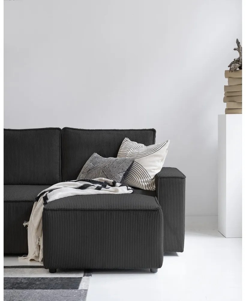 Colțar gri antracit extensibil cu tapițerie din catifea reiată (cu colț variabil) Brave Dave – Miuform