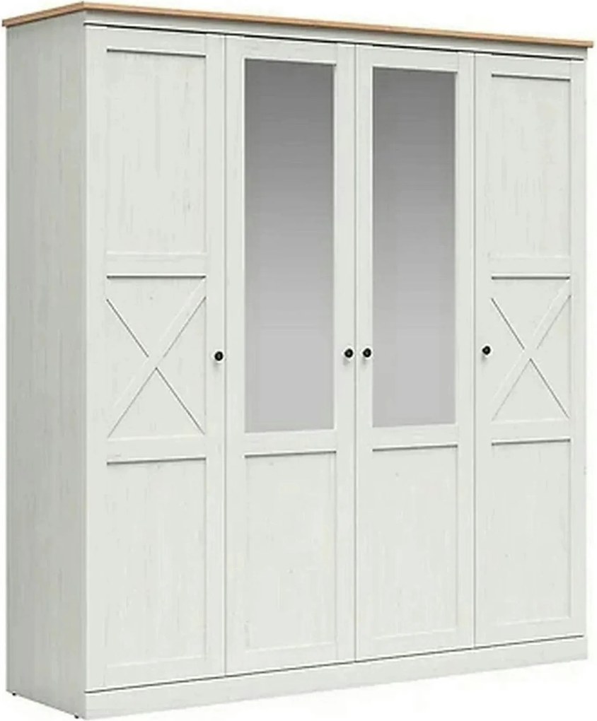 Dressing FRIJA, alb/stejar artisan, PAL melaminat, cu 4 usi, 203x58x22
