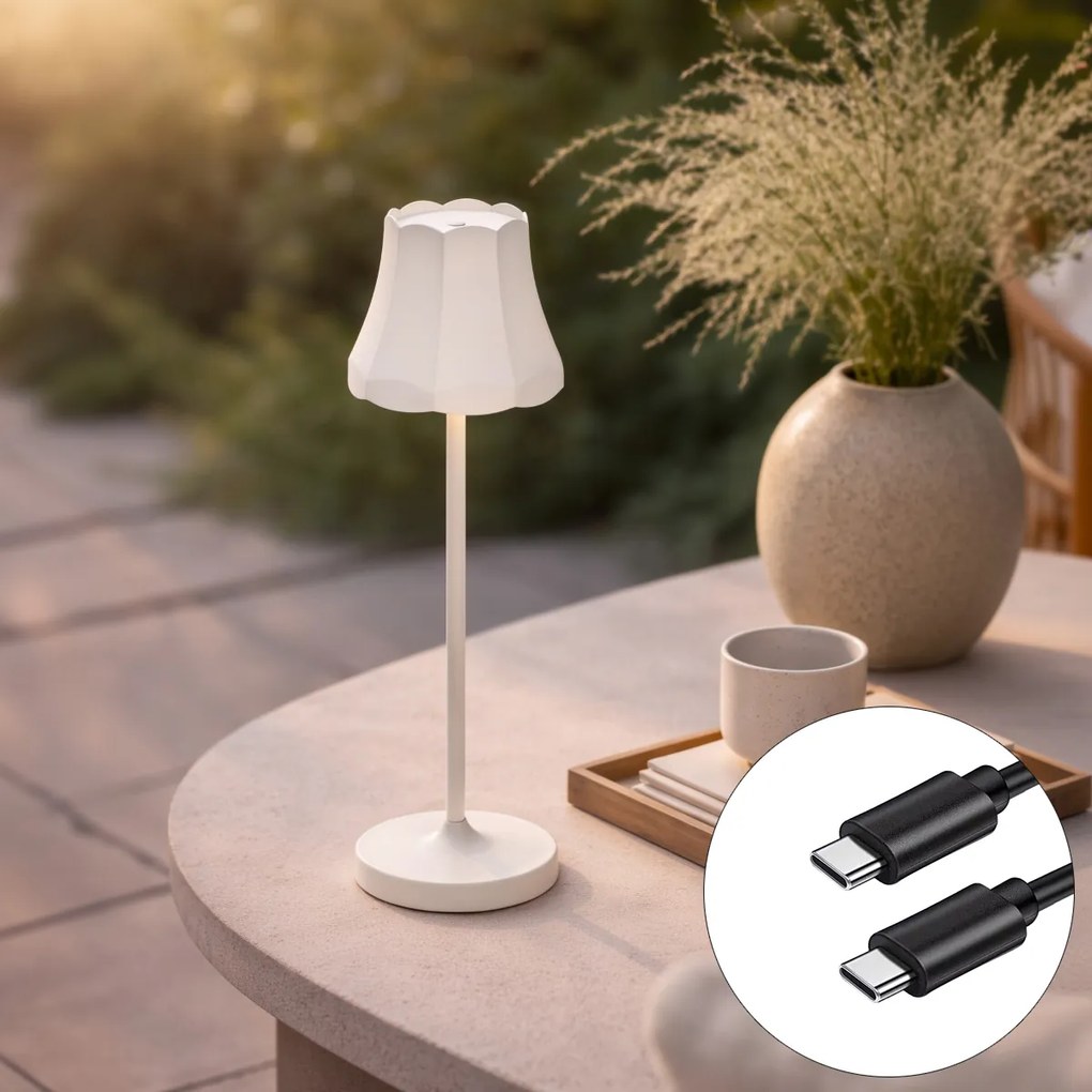 Lampă de masă retro reîncărcabilă IP44 alb-gălbui - Granny