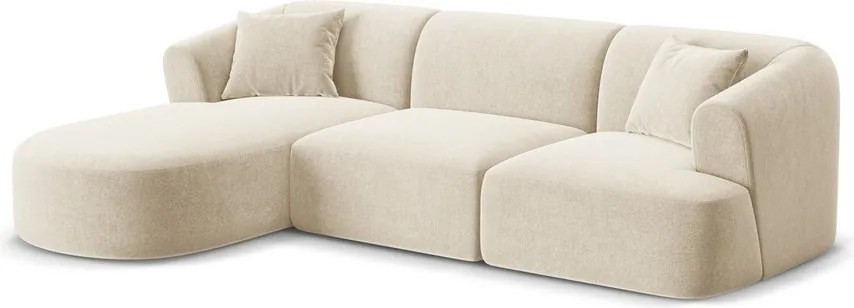 Colțar bej cu tapițerie din catifea (cu colț pe partea stângă/cu șezlong) Campi – Cosmopolitan Design