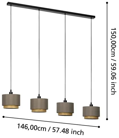 Lustră pe cablu Eglo 390121 MARCHENA 4xE27/40W/230V maro