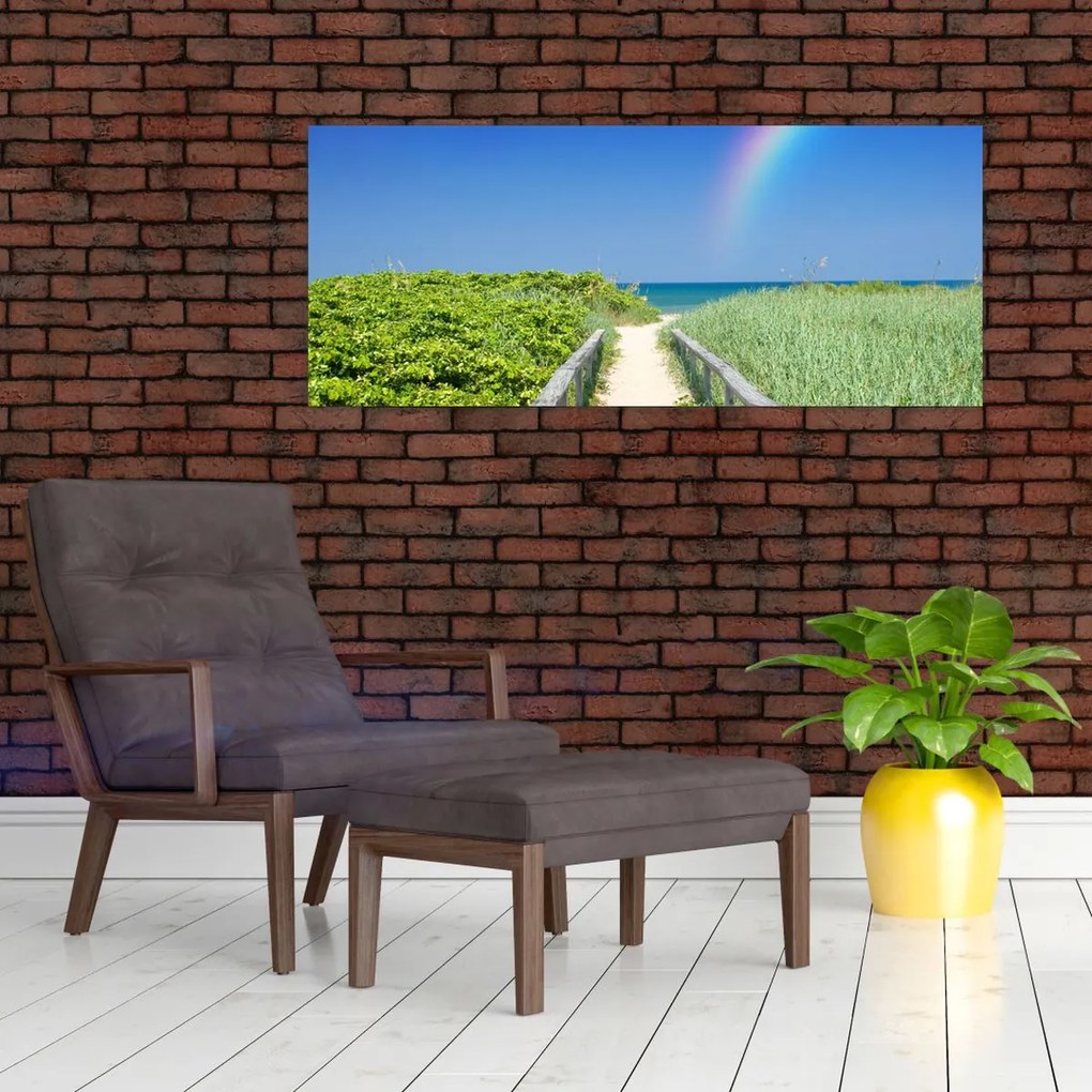 Tablou - Peisaj și curcubeu (120x50 cm)