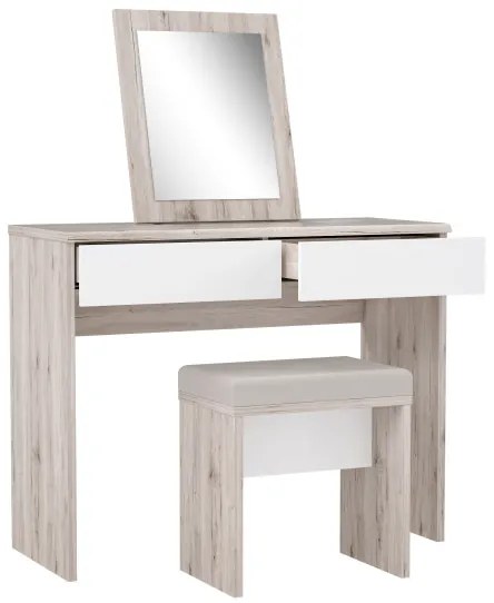 Set Masuta Toaleta Delice, Stejar Nisipiu Si Alb Lucios, 100.3 Cm