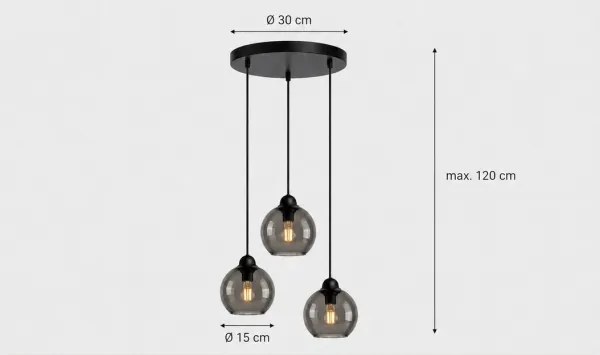 Lustră pe cablu UNO 3xE27/60W/230V neagră