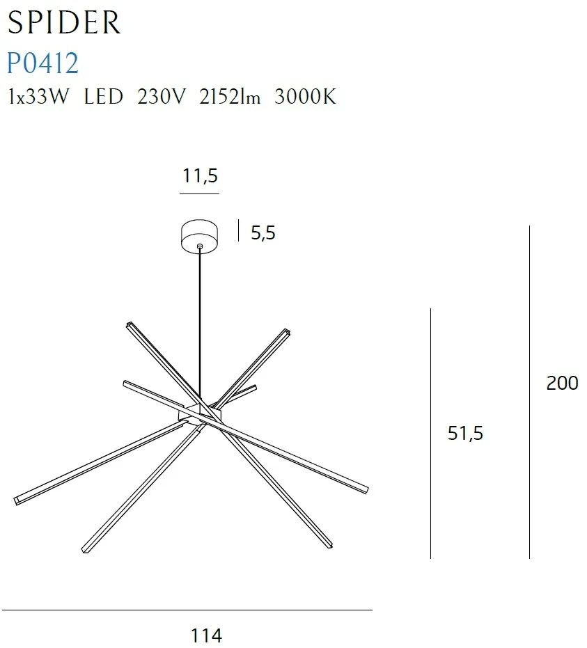 Lustra LED design modern SPIDER negru P0412 MX