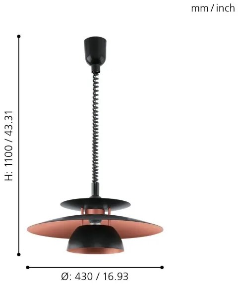 Lustră reglabilă Eglo 31666 BRENDA 1xE27/60W/230V