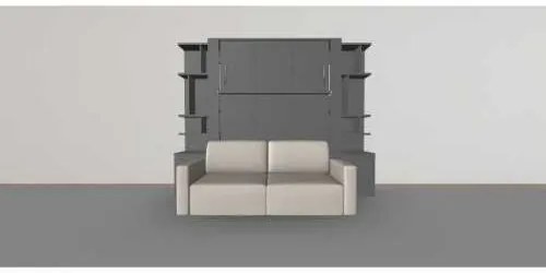 Set pat rabatabil dublu (150X200) cu 2 headboard-uri, 2 biblioteci(50 cm), canapea 2 locuri - Nova Small Bookcases&Royal Sofa Set