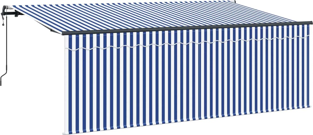 vidaXL Cortina Retractabilă Albastru și Alb 350 x 200 cm