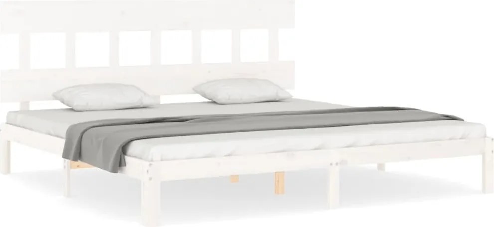 vidaXL Cadru de pat fără saltea, alb, 200x200 cm, lemn masiv pin