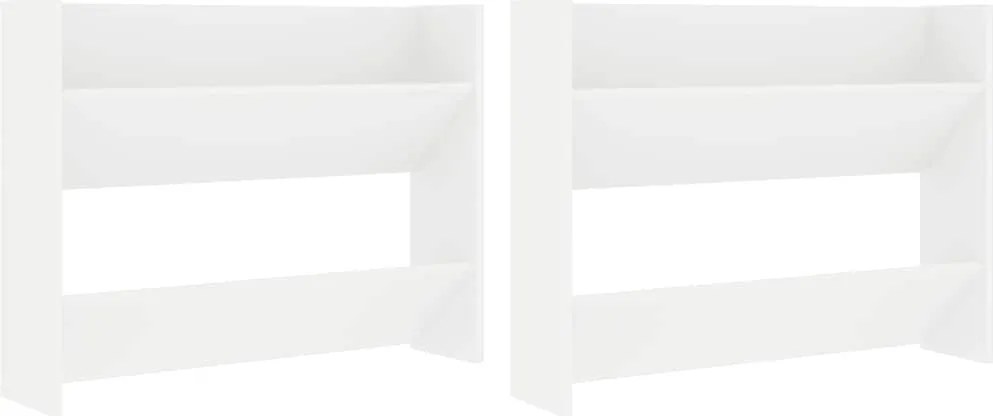 vidaXL Pantofare de perete, 2 buc., alb, 80x18x60 cm, PAL
