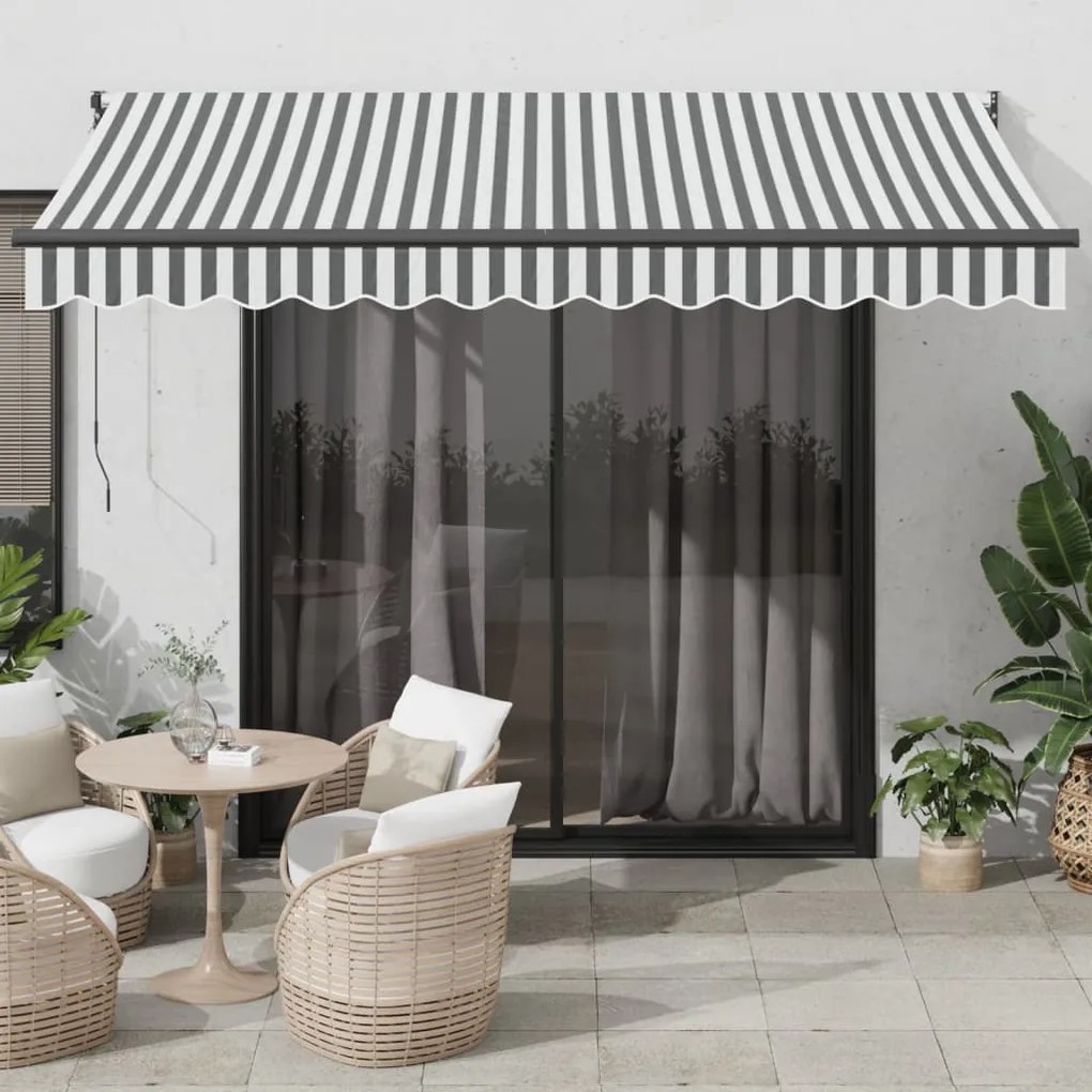 vidaXL Copertină retractabilă antracit/alb, 3,5x2,5 m, textil/aluminiu