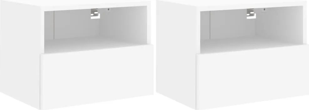 vidaXL Comode TV de perete, 2 buc., alb, 40x30x30 cm, lemn prelucrat