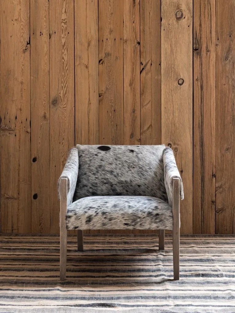 Fotoliu din lemn masiv și piele naturală cu model unic, 68×83×72 cm, „Rochebrune"