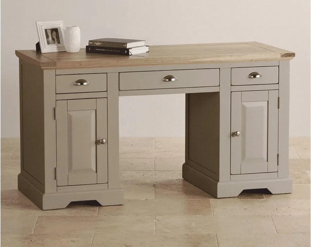Birou lemn masiv gri Ives Personalizabilă, 146 × 60 × 79 cm