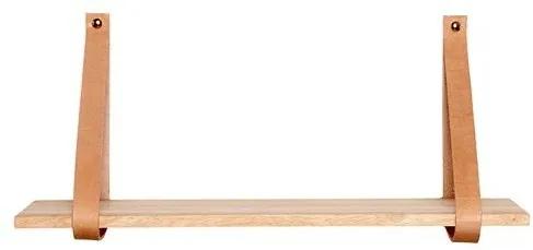Raft din lemn cu bretele din piele 120 cm natur Hubsch