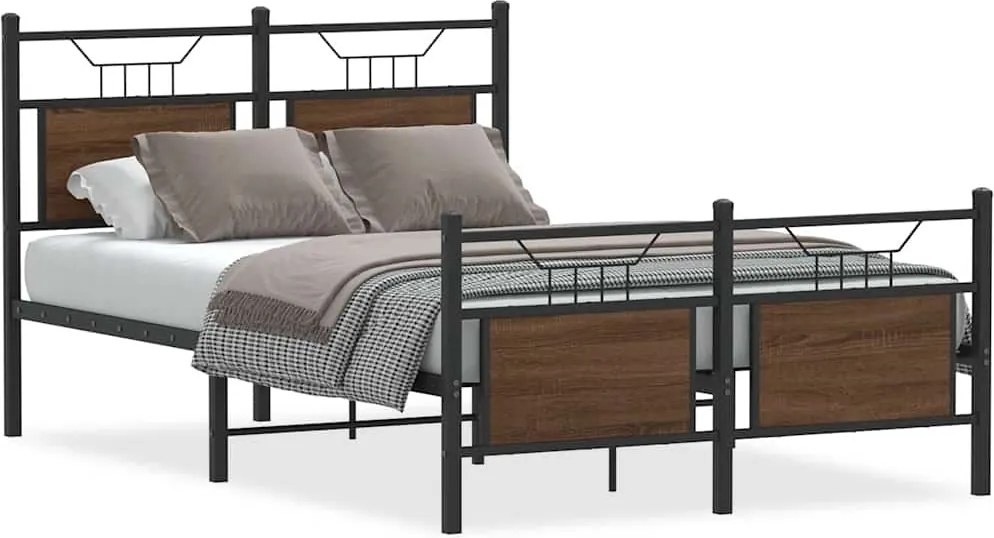 vidaXL Cadru pat fără saltea stejar maro 120x200 cm, lemn prelucrat