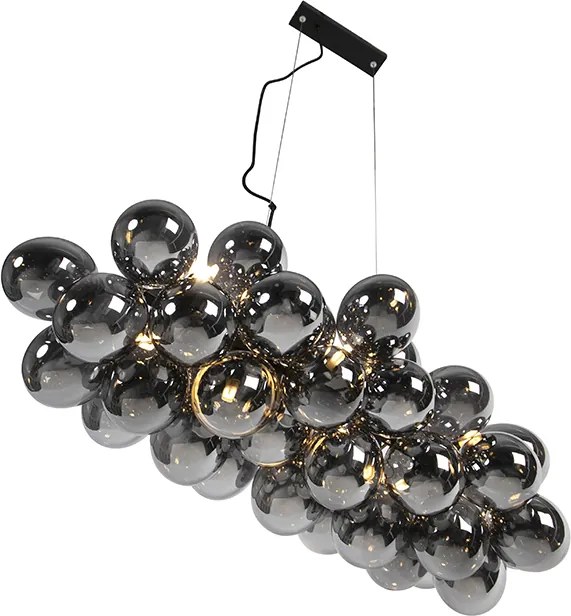 Lampa suspendată inteligentă neagră cu sticlă fumurie cu 8 lumini, incluzând 8 Wifi G9 - Uvas