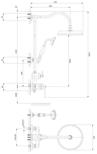 OMNIRES AM5244CR - Set duș ARMANCE cu baterie, crom lucios