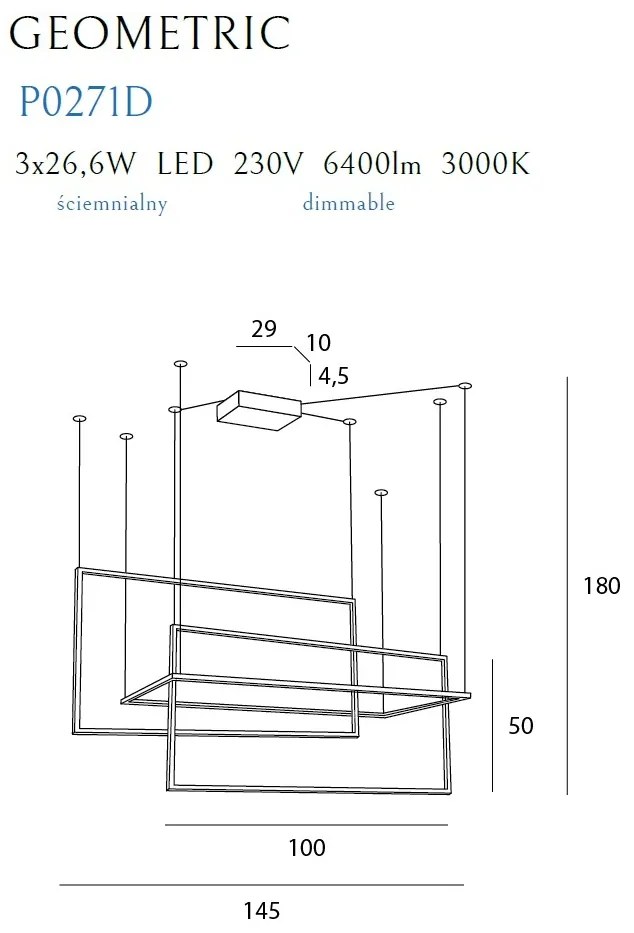 Lustra LED dimabila, XXL suspendata design modern GEOMETRIC negru P0271D MX