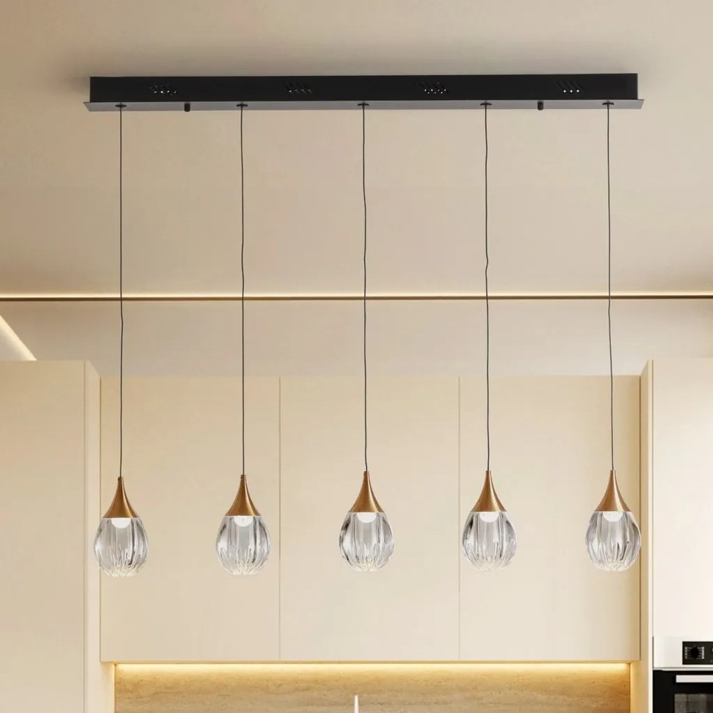 Lustra LED dimabila design modern Corina 5L negru/cupru