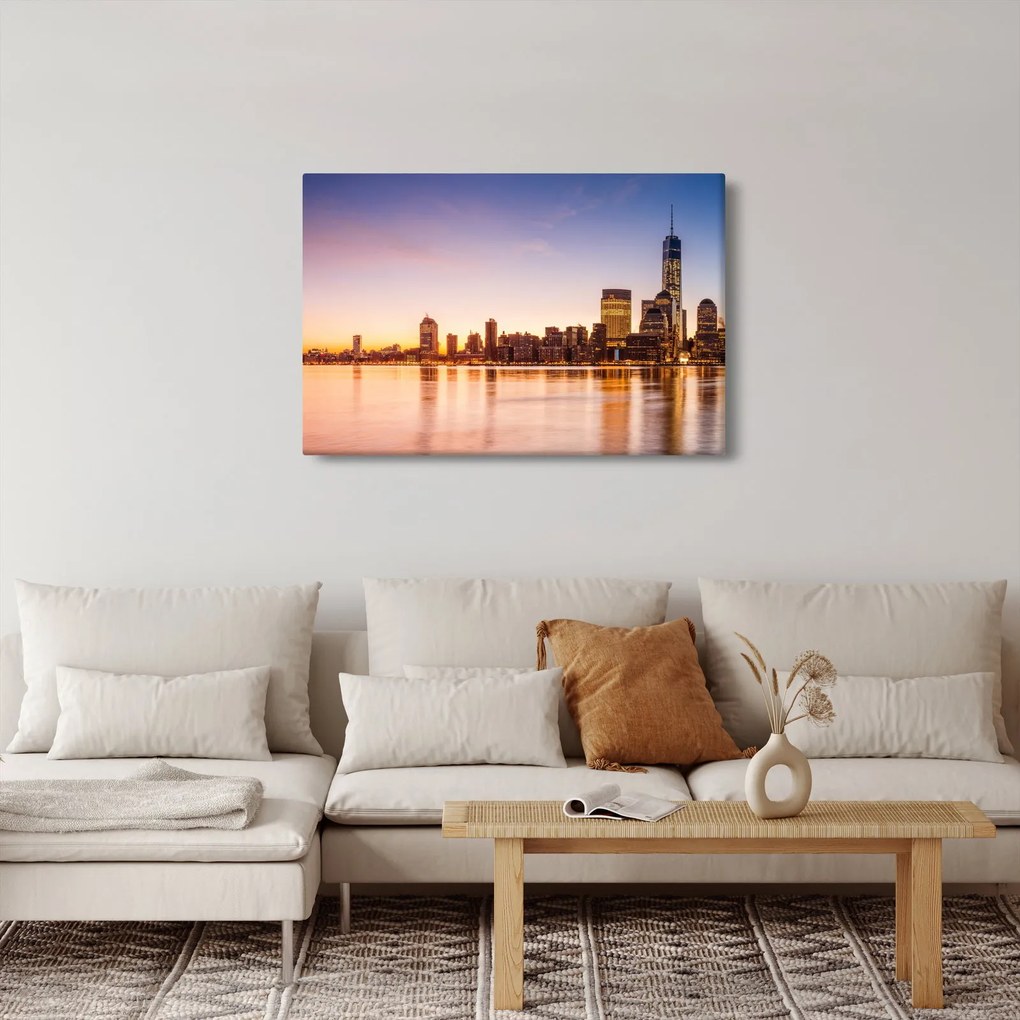 Tablou cu oraș în apus de soare (90x60 cm)