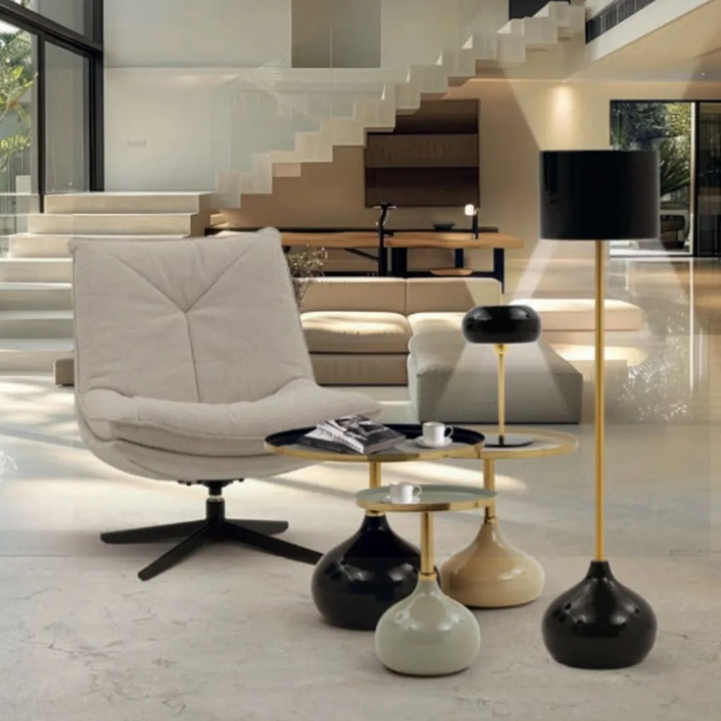 Masuta cafea Noir Eclipse metalica Ø 60 cm/ h 55 cm