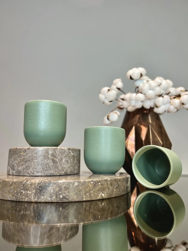 Pahar Cafea Novum (Verde Menta Pudrat-Mat, 150ml) Gresie Glazurata Manual