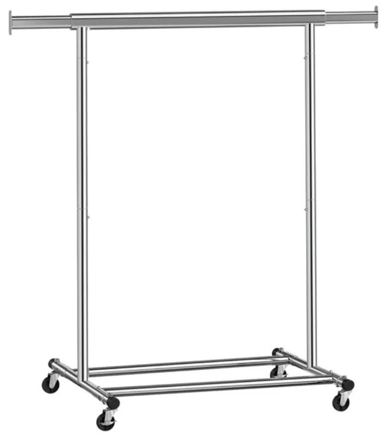 Suport pentru haine INEZ cu roți, max.90kg, 83,5x45x160cm, argintiu Jurhan