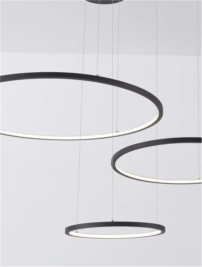 Lustra LED suspendata design circular PURPLE 3 ring neagra