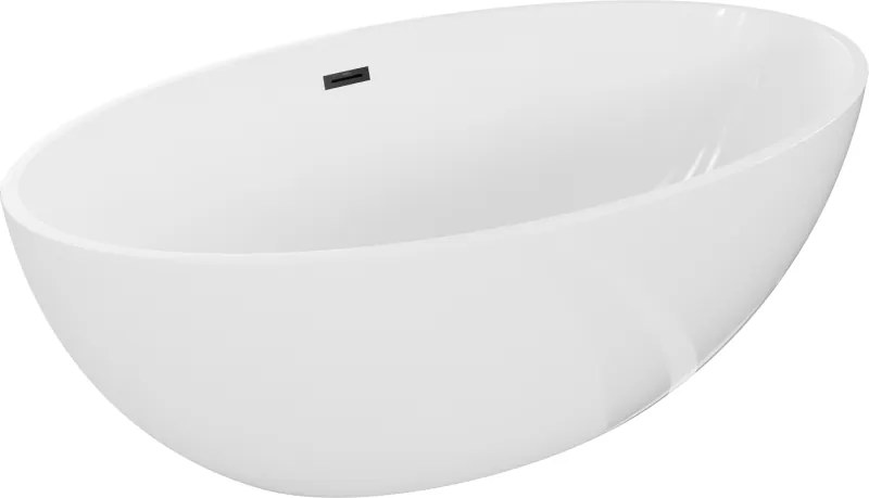 Mexen Nike cadă de sine stătătoare 175 x 100 cm, albă, preaplin negru - 54071751000-70