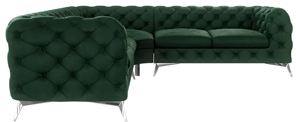 Colțar verde închis cu tapițerie din catifea Chelsea – Ropez