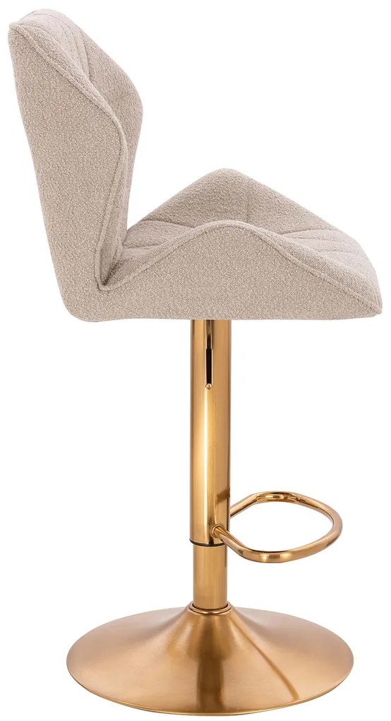 HR212W Scaun Latte Boucle cu Bază Aurie