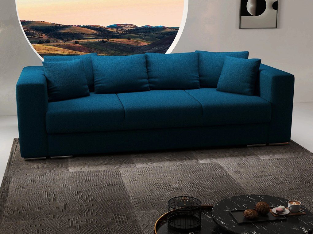 Canapea extensibilă dumonde cu ladă de depozitare si sezut confortabil din spuma high-density, Gloria Enjoy Petrol 240x100 cm