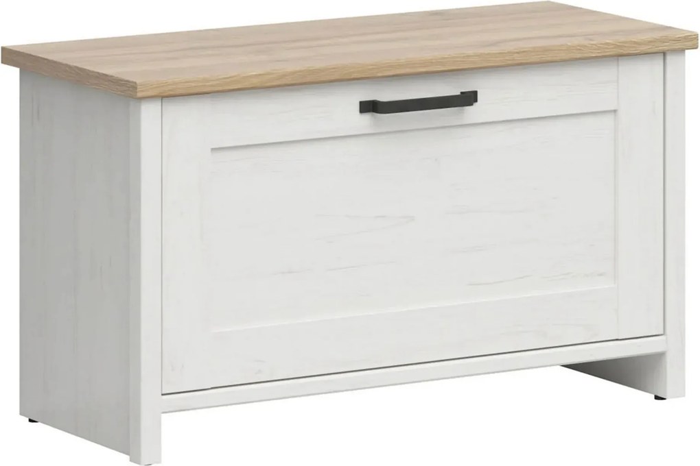 Pantofar LOKSA, alb/stejar, PAL laminat, 85x37x49 cm