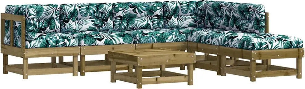 vidaXL Set mobilier de grădină cu perne, 7 piese, lemn de pin tratat