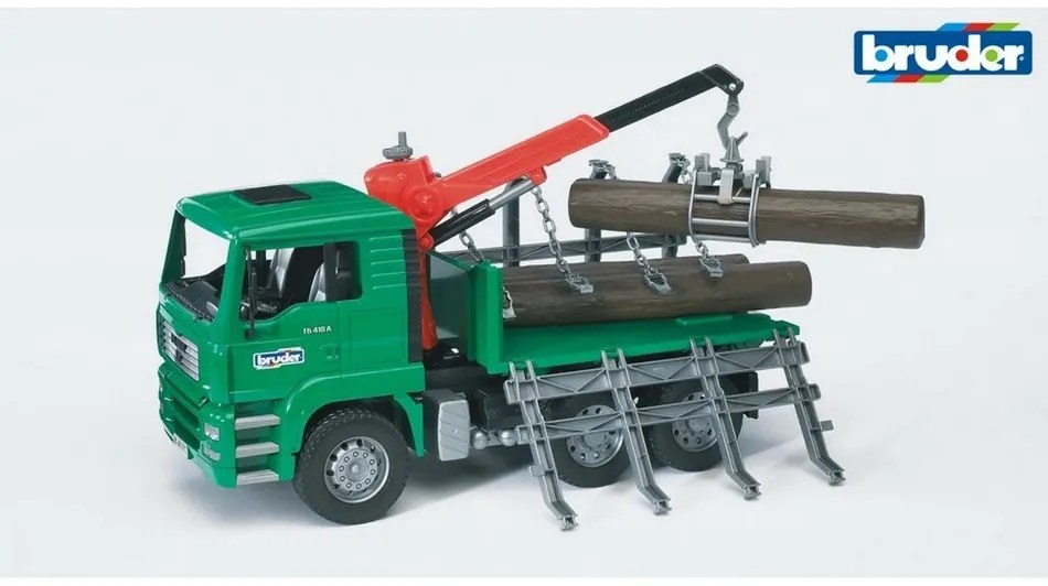 Bruder 2769 Vehicule forestiere MAN TGA Camion delemne cu braț de încărcare și 3 bușteni