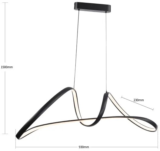 Brilagi-LED Lampă suspendată LED dimabilă pe cablu TWISTER LED/60W/230V 3000-6000K neagră+telecomandă