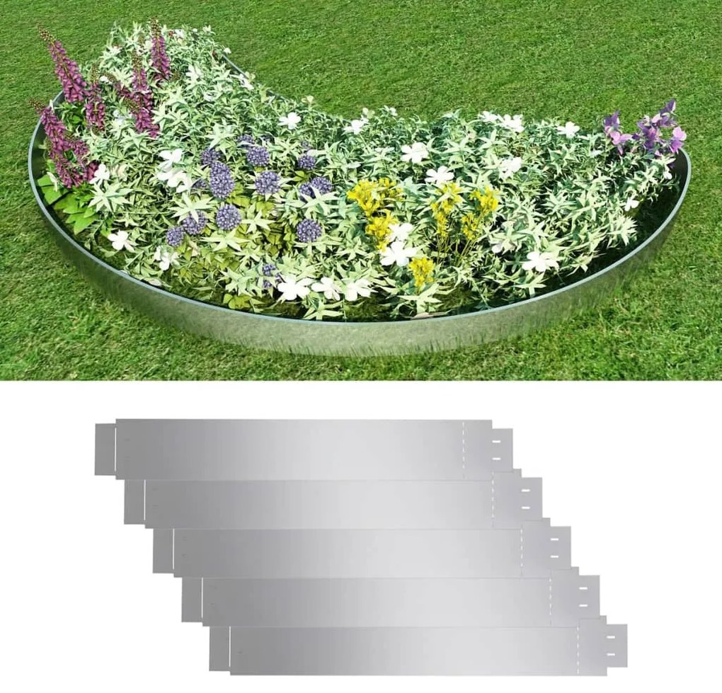 vidaXL Set gard gazon plăci flexibile 5 buc. 100x14 cm oțel zincat