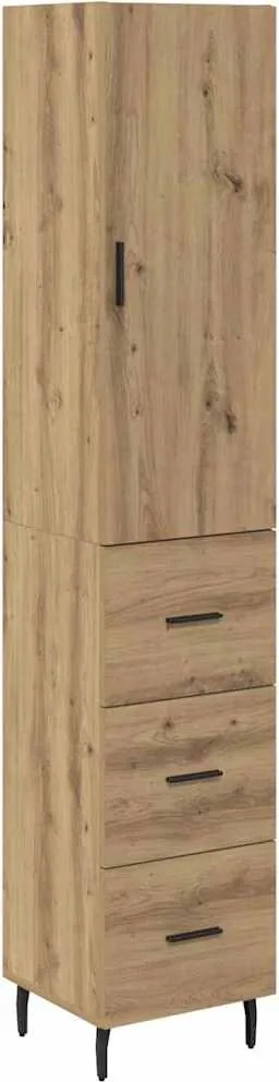 vidaXL Bufet Stejar Artizanal 34,5 x 34 x 180 cm Lemn compozit