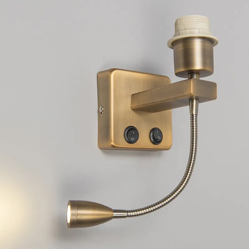 Aplică din bronz cu LED inclus cu braț de lectură - Brescia Combi