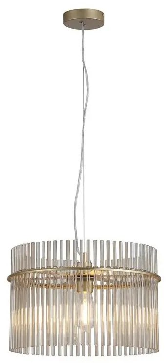 Lustra suspendata metal auriu, tije din sticla Swizzle