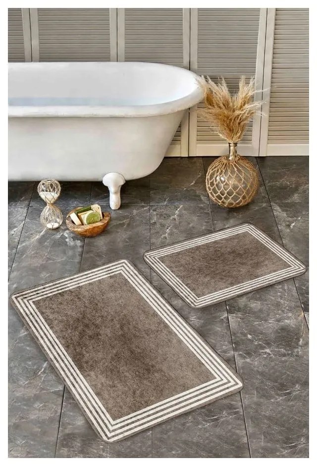 Covorașe de baie taupe 2 buc. din catifea 60x100 cm – Mila Home