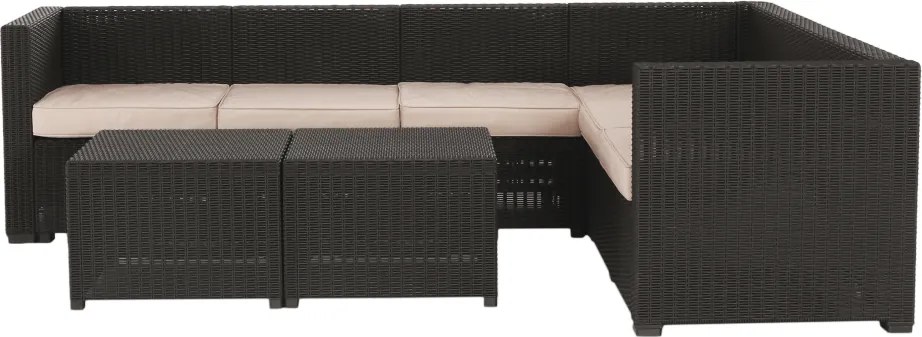 Set de grădină din rattan, 3 piese, maro/bej, RODEN