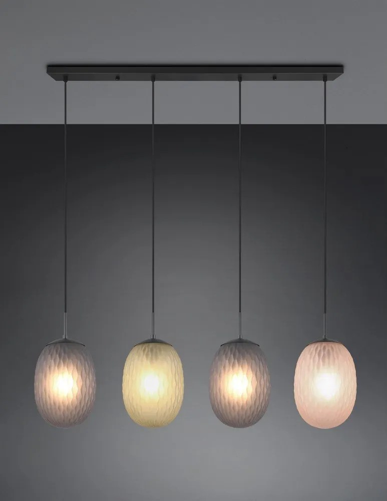 Lustră negru-mat cu abajur din sticlă Facette – Trio