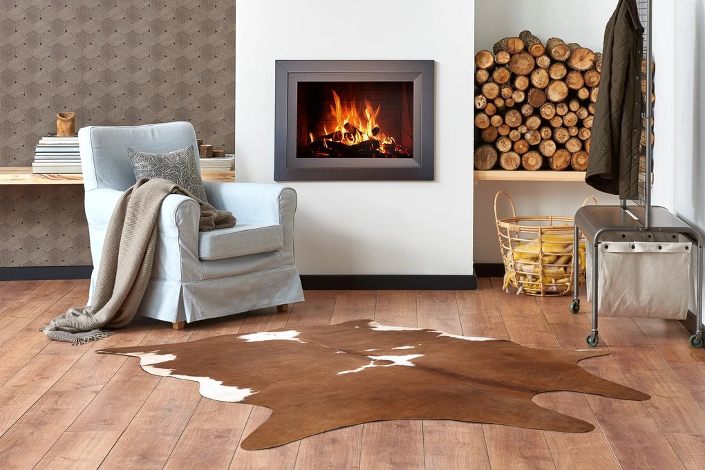 Covor Artificial Cowhide, Vaca G5070-2 maro alb din piele